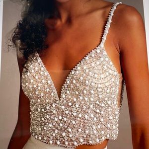 NWT. DB Studio intricately beaded top perfect w/jeans for after party S4
